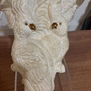 Vintage Palm Beach Tropical Cockatoo Parrot Bird Ceramic Wall Sconce APF Coastal